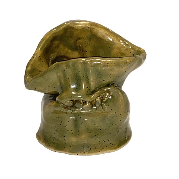 Weird Unusual and One of a Kind Pottery Vase Planter Green Glazed Eclectic - Picture 6 of 8